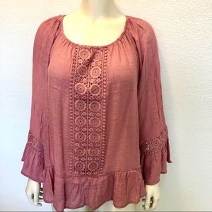 Retrology Mixed Rayon Mauve Boho Top Size Large